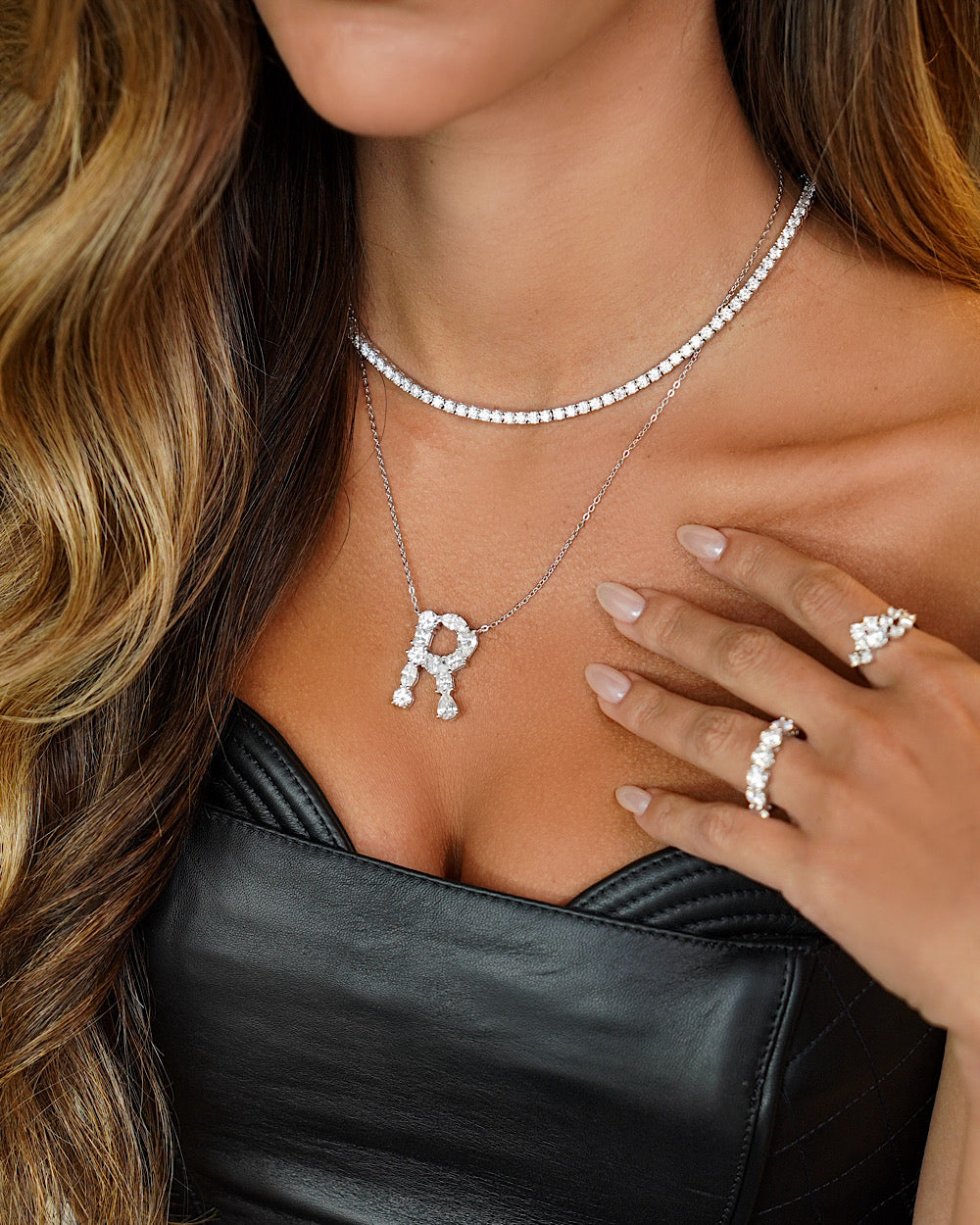 Colar Inicial Moissanite Multi Lapidação Luxo (Escolha o seu)