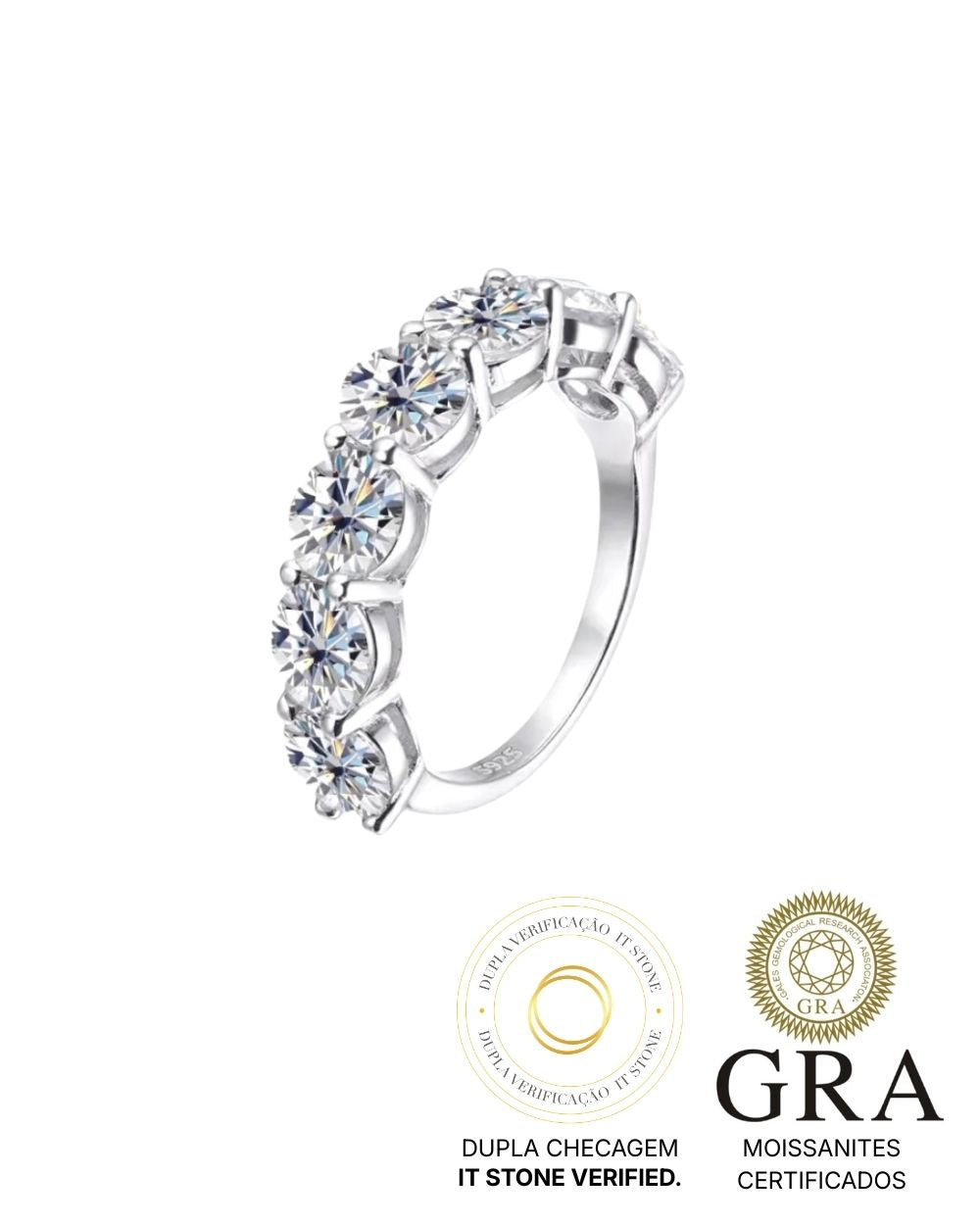 Meia Aliança Eternity Moissanite 50 Pontos Luxo