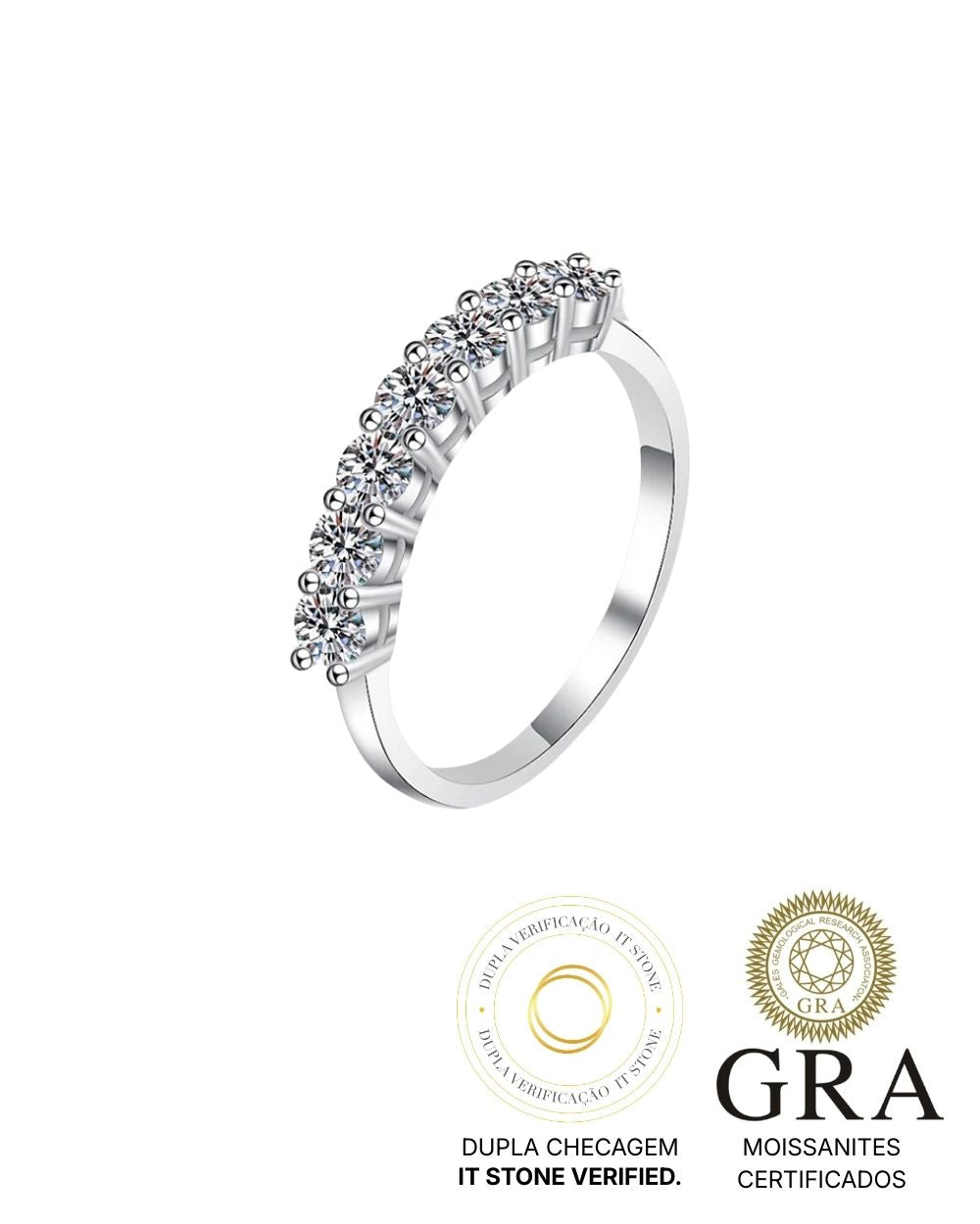 Meia Aliança Moissanites 10 pontos