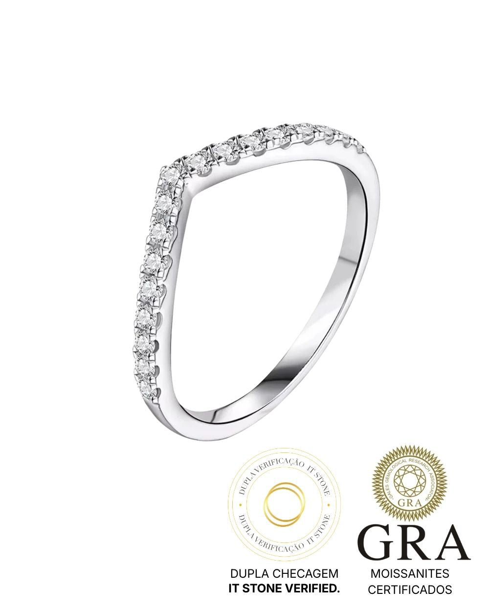 Meia Aliança V Moissanites