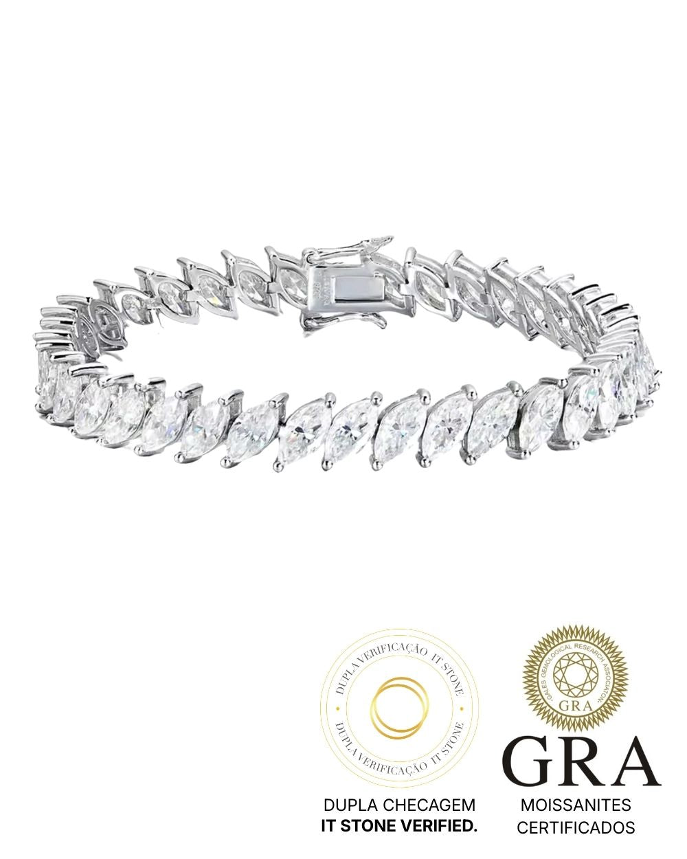 Pulseira Moissanite Navete Luxo