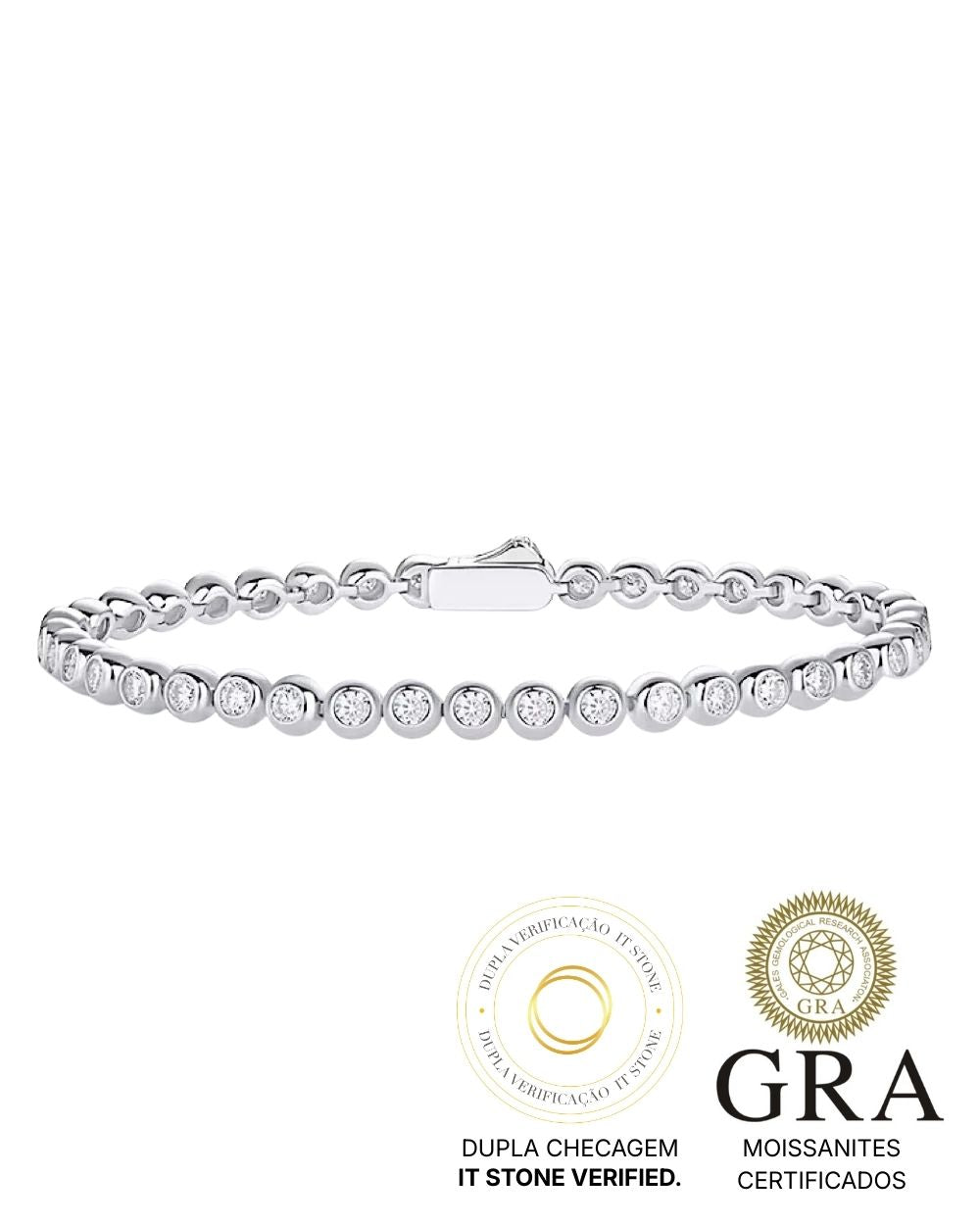 Pulseira Riviera Moissanite Cravação Inglesa 10 Pontos
