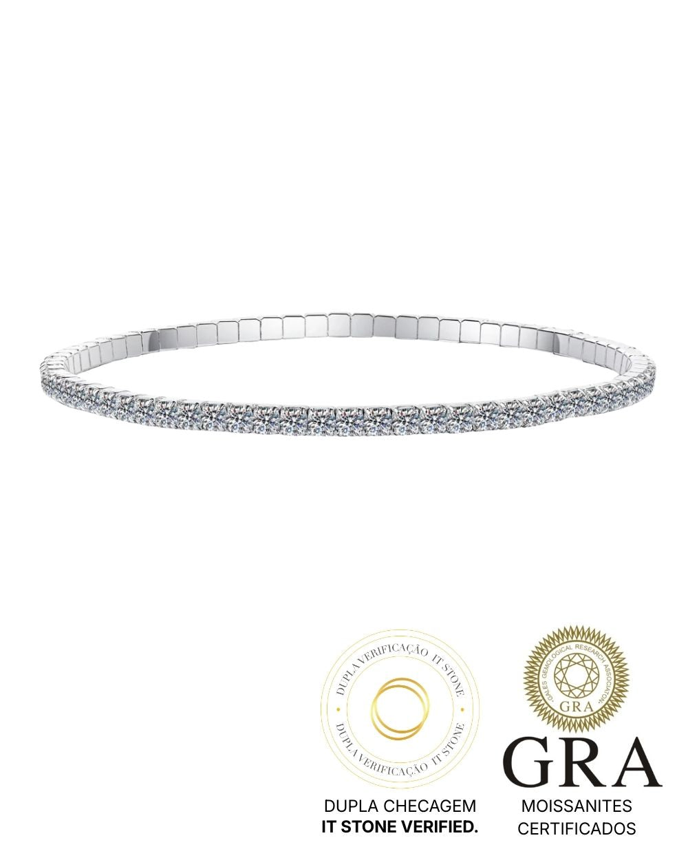 Pulseira Riviera Moissanite Extensible 3 mm