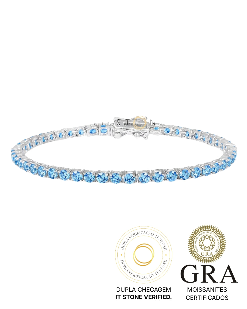 Pulseira Riviera Moissanite Blue Sky