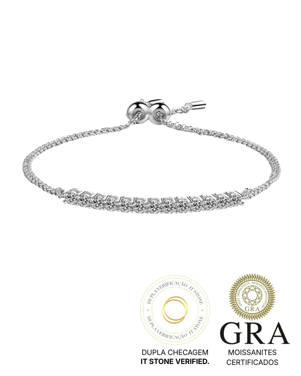 Pulseira Trace Moissanite Regulável