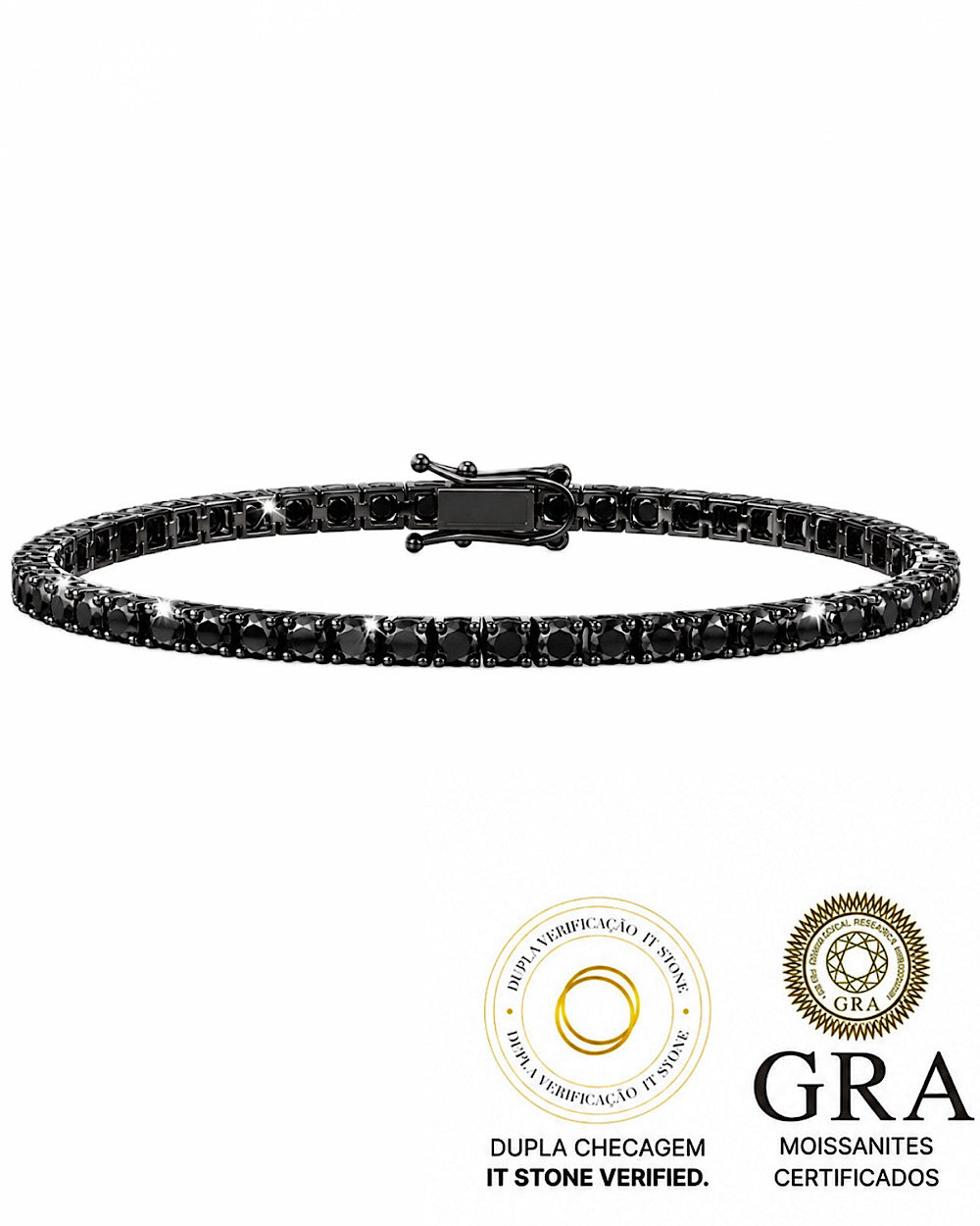 Pulseira Riviera Moissanite Negra Luxo
