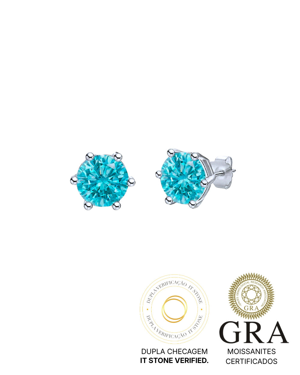 Brinco Elegance Moissanite Blue Sky 0.5ct