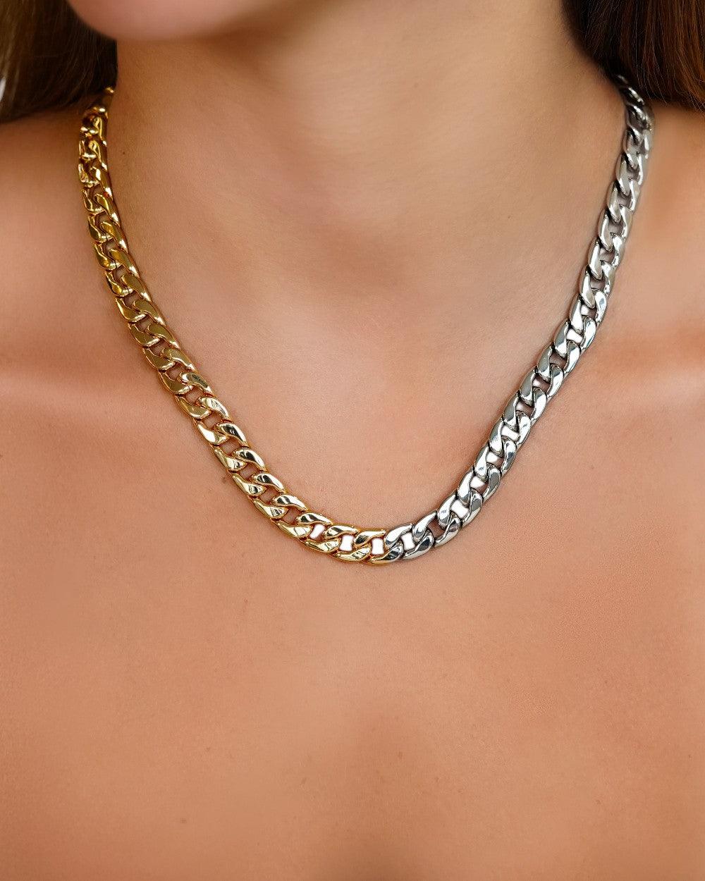 Gargantilha Cuban Chain Mix Metais