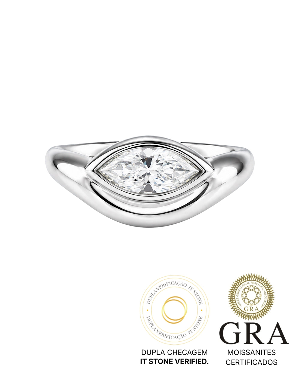 Anel Dedinho Navete Moissanite