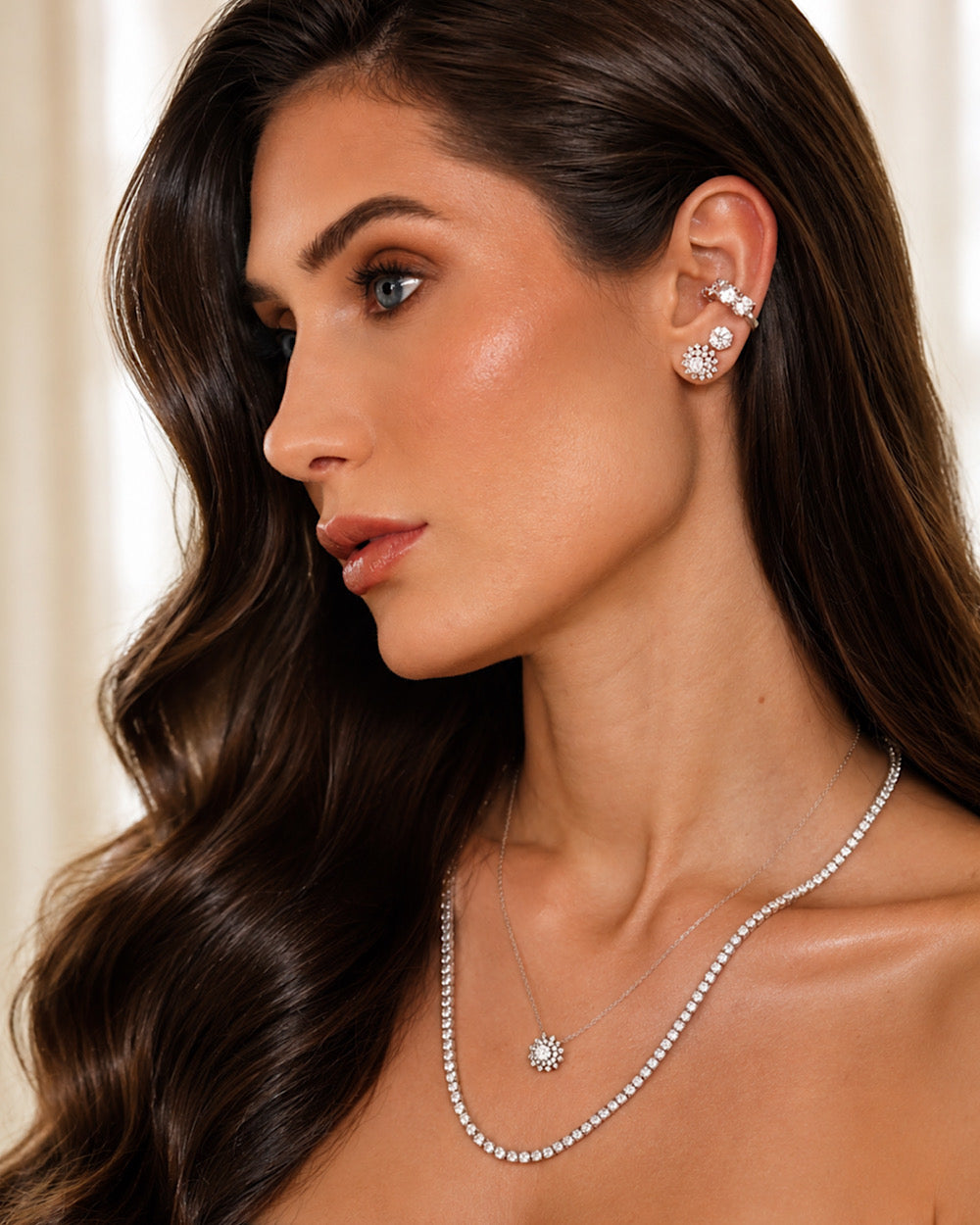 Colar Chuveiro Moissanite Luxo