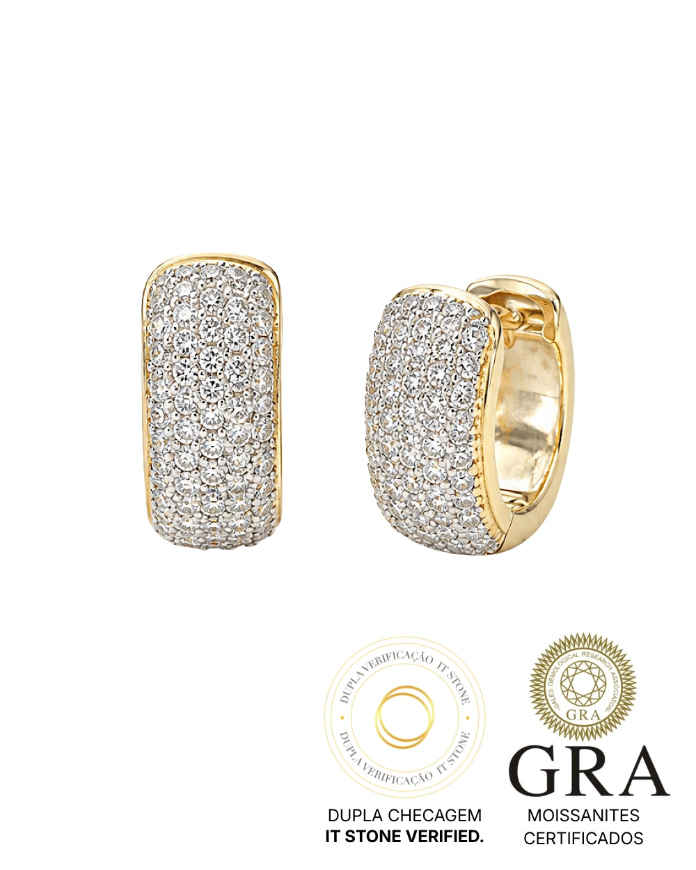 Argola Pavê Bold Moissanite Gold