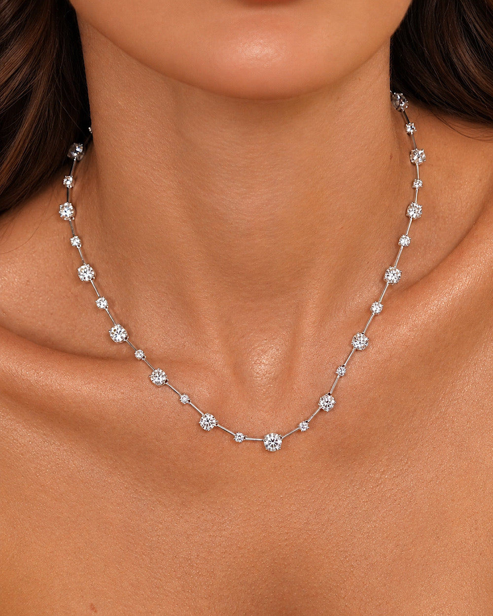 Colar Riviera Fio Faca Moissanite