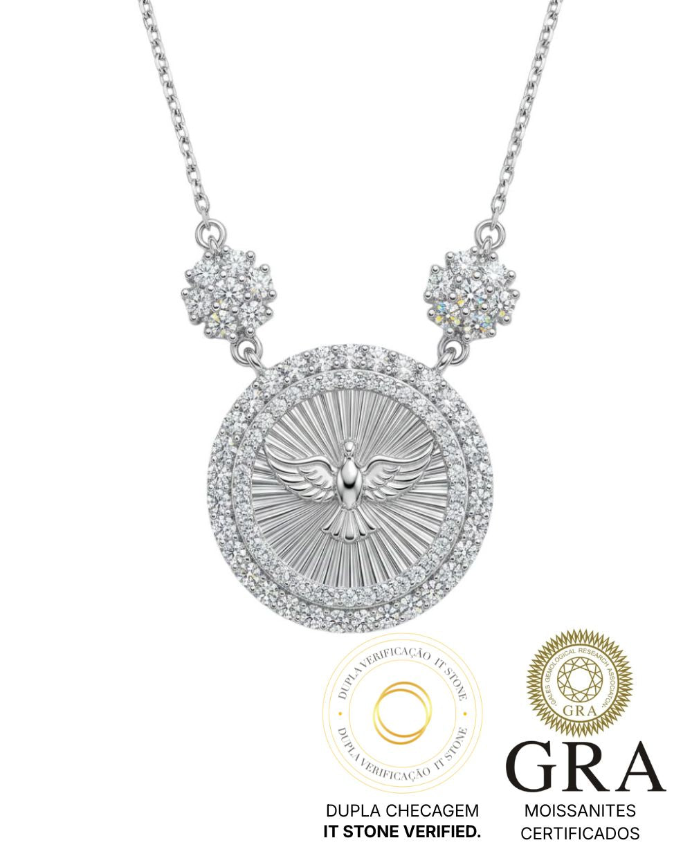 Colar Medalha Divino Moissanite Luxo