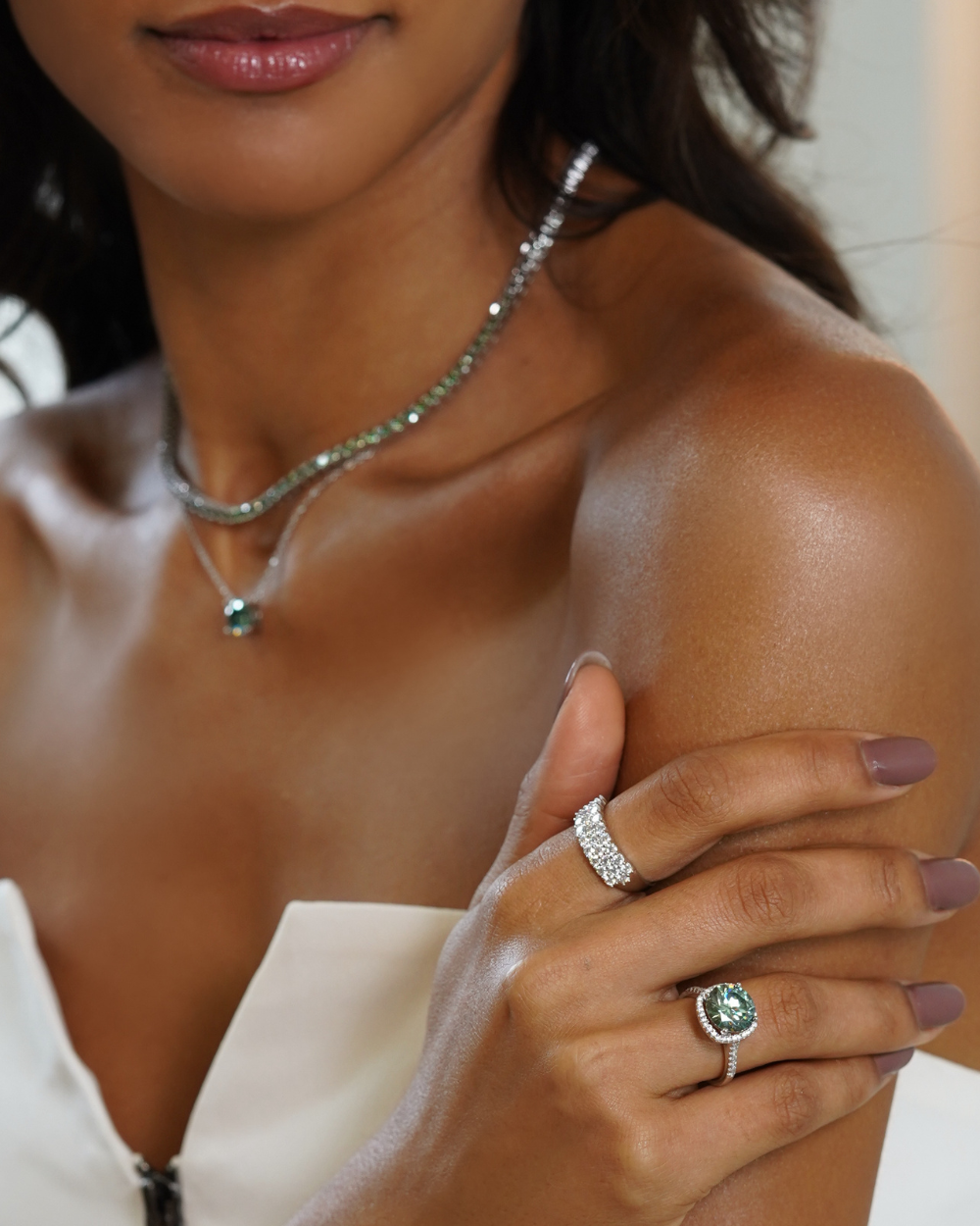 Meia Aliança Triple Moissanite