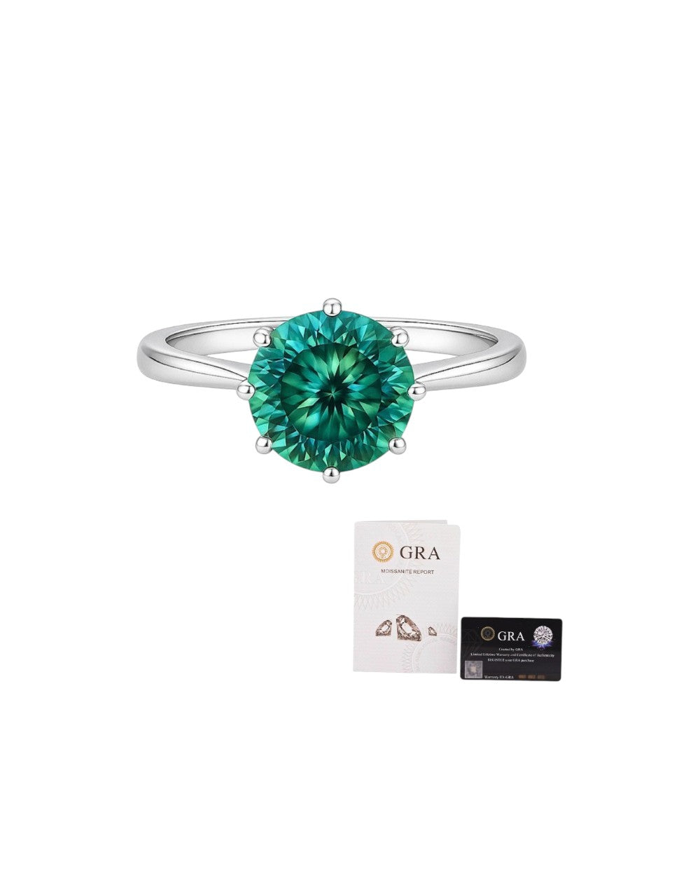 Anel Solitário Moissanite Ciano Corte Português 2ct