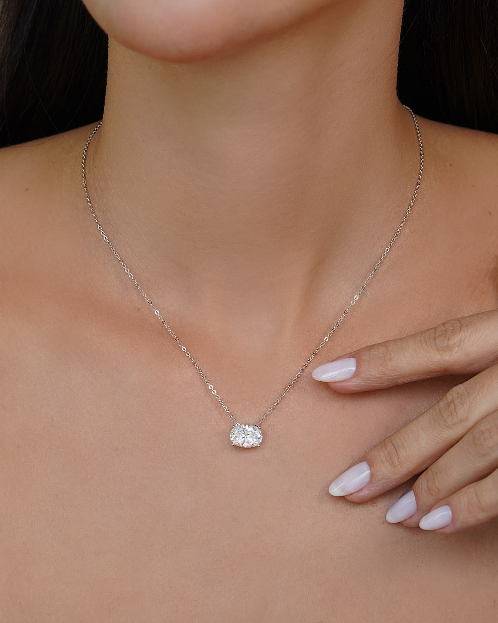 Colar Oval Moissanite Luxo 4ct
