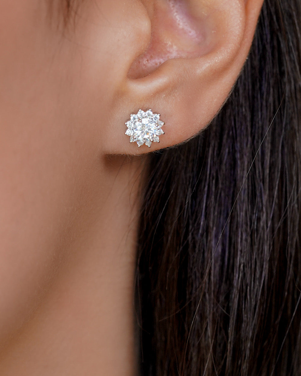 Brinco Sunflower Flower Moissanite 0.5ct